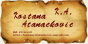 Koštana Atanacković vizit kartica
